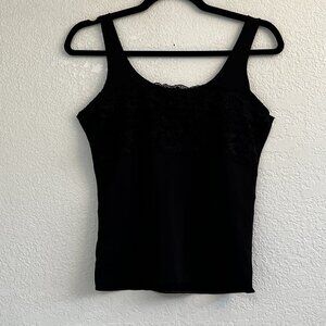 F.I.T. Figure Improving Technology Black Lace Stretch Tank‎ Cami Size Large